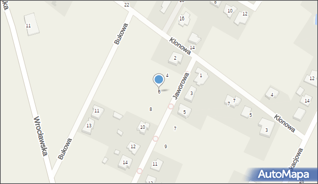 Biestrzyków, Jaworowa, 6, mapa Biestrzyków