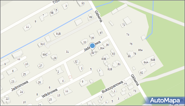 Bobrowiec, Jaśminowa, 34, mapa Bobrowiec