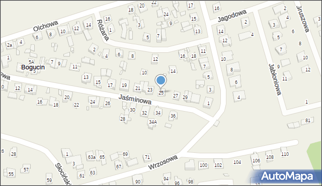 Bogucin, Jaśminowa, 25, mapa Bogucin