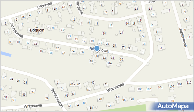 Bogucin, Jaśminowa, 30, mapa Bogucin
