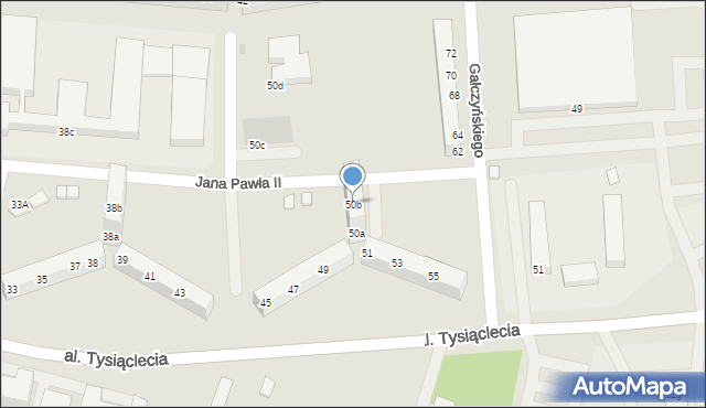 Bolesławiec, Jana Pawła II, 50b, mapa Bolesławca