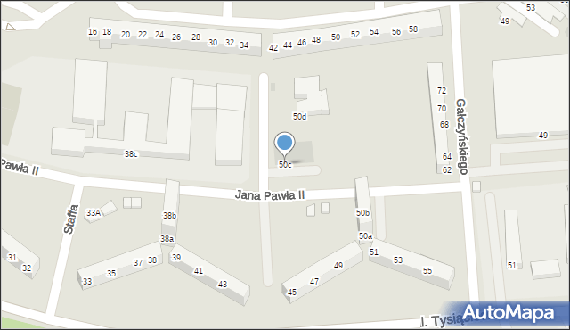 Bolesławiec, Jana Pawła II, 50c, mapa Bolesławca