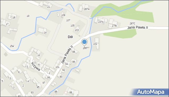 Bór, Jana Pawła II, 100, mapa Bór