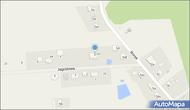 Borek, Jagodowa, 2, mapa Borek