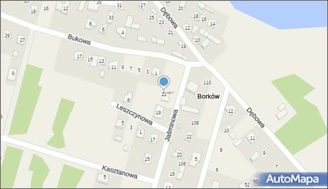 Borków, Jaśminowa, 21, mapa Borków