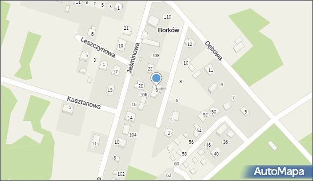 Borków, Jaworowa, 5, mapa Borków