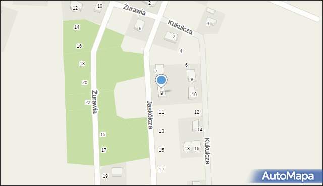 Borzęcin, Jaskółcza, 9, mapa Borzęcin
