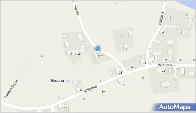 Brodna, Jaśminowa, 3, mapa Brodna