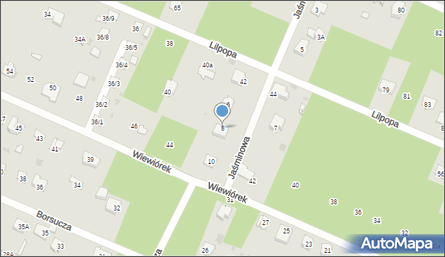 Brwinów, Jaśminowa, 8, mapa Brwinów