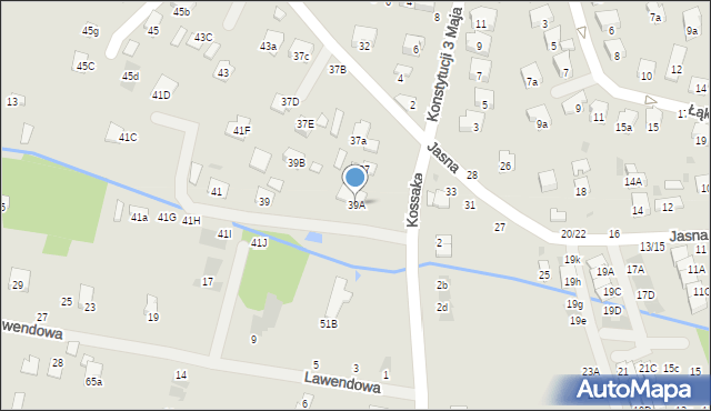 Brzesko, Jasna, 39A, mapa Brzesko
