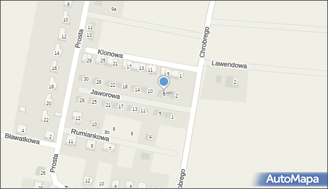 Brzezina, Jaworowa, 6, mapa Brzezina