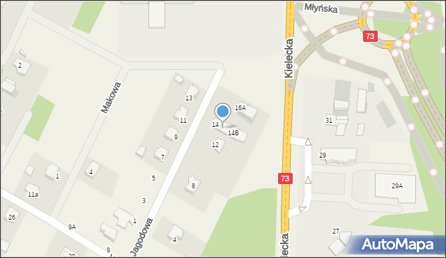 Brzeziny, Jagodowa, 14A, mapa Brzeziny