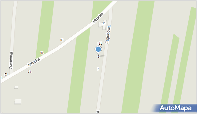 Brzeziny, Jagodowa, 9, mapa Brzeziny