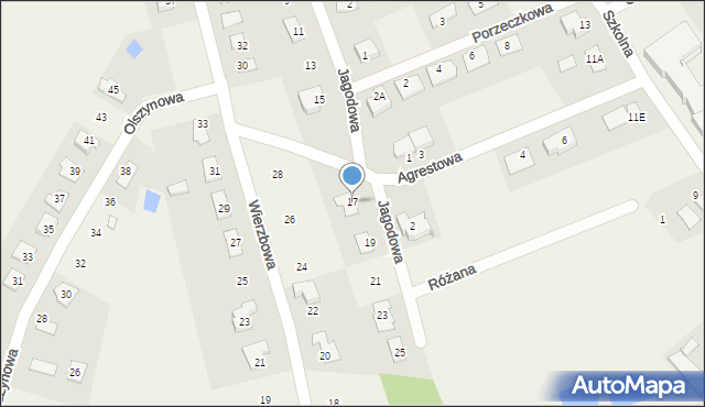 Brzozówka, Jagodowa, 17, mapa Brzozówka