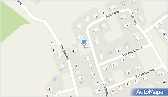 Brzozówka, Jagodowa, 5, mapa Brzozówka