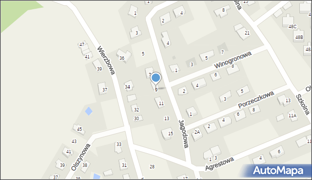 Brzozówka, Jagodowa, 9, mapa Brzozówka
