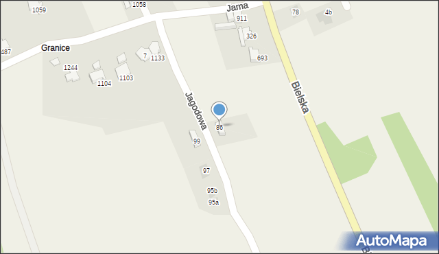 Buczkowice, Jagodowa, 86, mapa Buczkowice