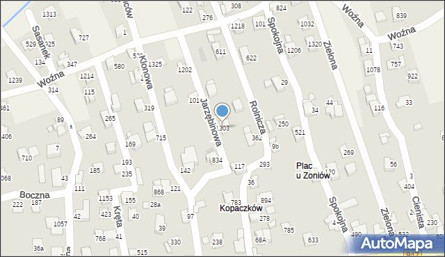 Buczkowice, Jarzębinowa, 1303, mapa Buczkowice