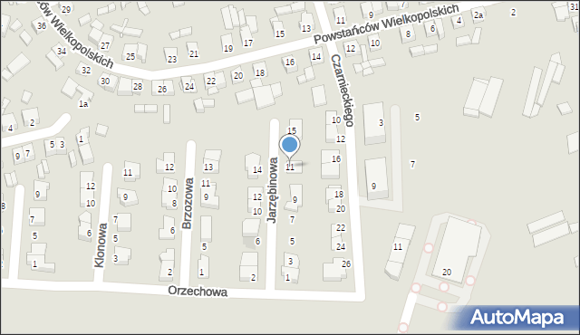 Buk, Jarzębinowa, 11, mapa Buk