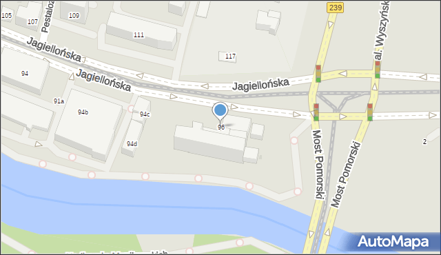 Bydgoszcz, Jagiellońska, 96, mapa Bydgoszczy