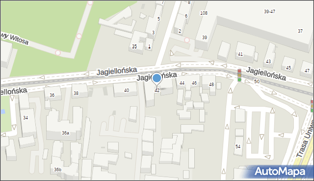 Bydgoszcz, Jagiellońska, 42, mapa Bydgoszczy