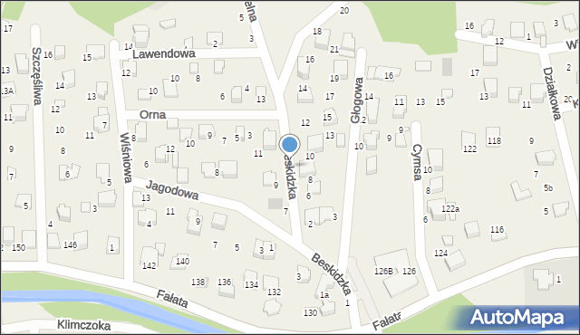 Bystra, Jagodowa, 6, mapa Bystra