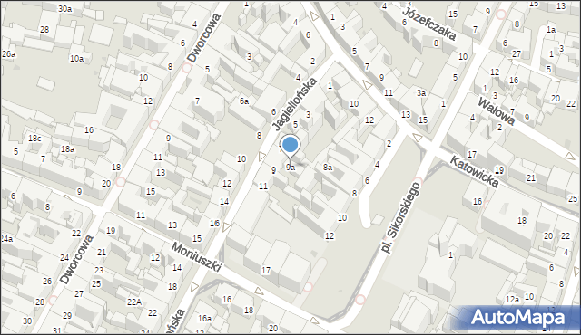 Bytom, Jagiellońska, 9a, mapa Bytomia