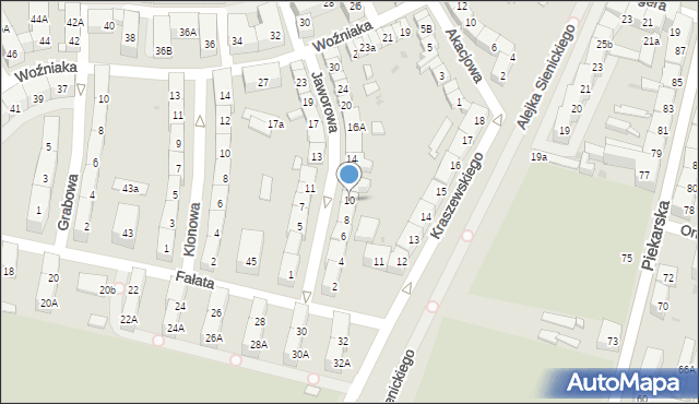 Bytom, Jaworowa, 10, mapa Bytomia