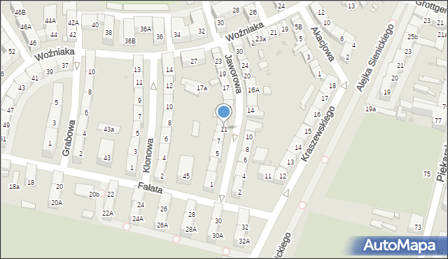 Bytom, Jaworowa, 11, mapa Bytomia