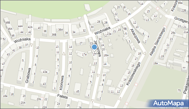 Bytom, Jaworowa, 17, mapa Bytomia