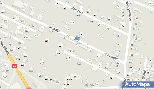 Bytom, Jaskółki Pawła, ks., 10, mapa Bytomia