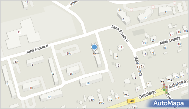 Chojnice, Jana Pawła II, 20, mapa Chojnic