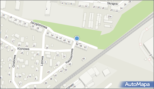 Chorzów, Jarzębinowa, 54, mapa Chorzów