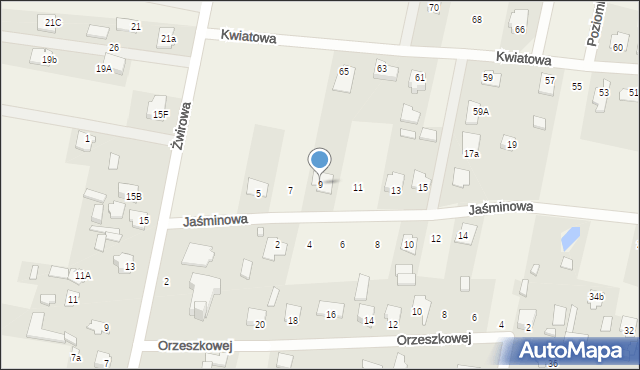 Chrośla, Jaśminowa, 9, mapa Chrośla