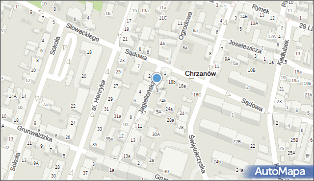 Chrzanów, Jagiellońska, 3, mapa Chrzanów