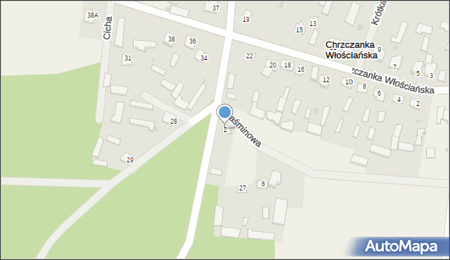 Chrzczanka Włościańska, Jaśminowa, 2, mapa Chrzczanka Włościańska