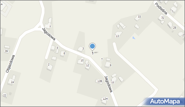 Chybie, Jagodowa, 5, mapa Chybie