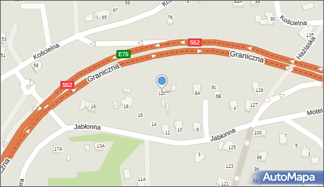 Cieszyn, Jabłonna, 12c, mapa Cieszyna