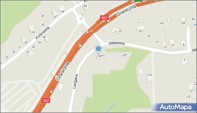 Cieszyn, Jabłonna, 17A, mapa Cieszyna