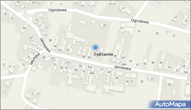 Cyprzanów, Janowska, 54, mapa Cyprzanów