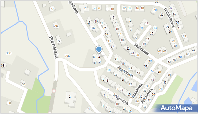 Czapury, Jagodowa, 4, mapa Czapury