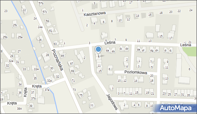 Czapury, Jagodowa, 5, mapa Czapury