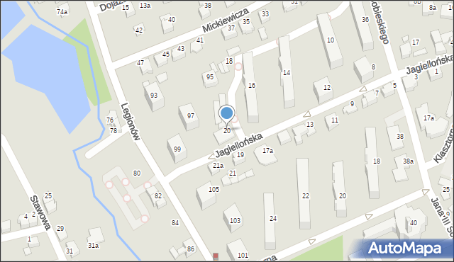 Czechowice-Dziedzice, Jagiellońska, 20, mapa Czechowic-Dziedzic