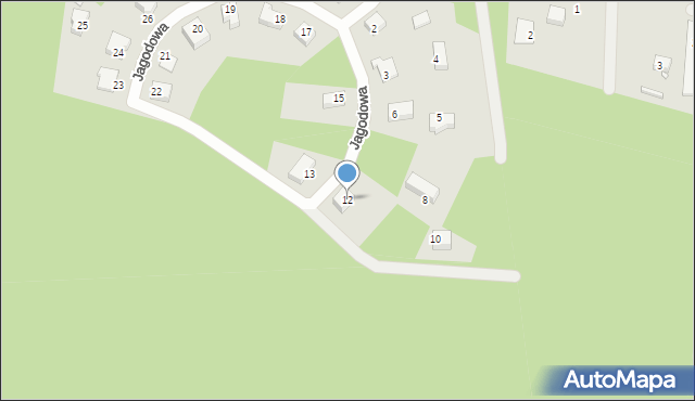 Czerwieńsk, Jagodowa, 12, mapa Czerwieńsk