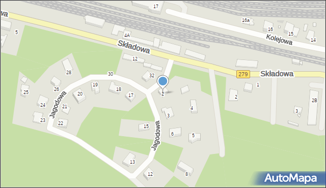 Czerwieńsk, Jagodowa, 2, mapa Czerwieńsk