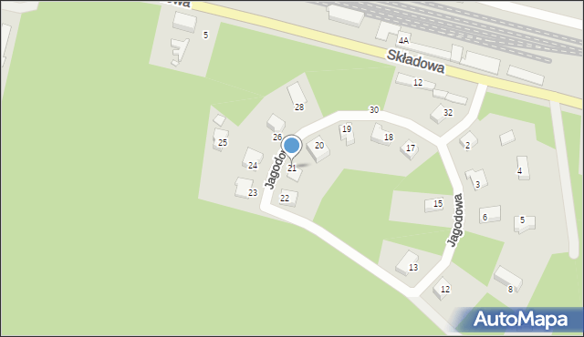 Czerwieńsk, Jagodowa, 21, mapa Czerwieńsk