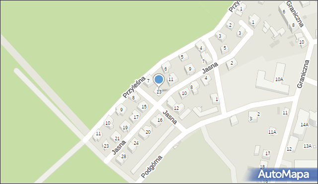 Czerwieńsk, Jasna, 13, mapa Czerwieńsk