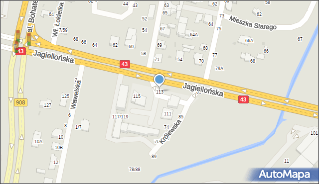 Częstochowa, Jagiellońska, 113, mapa Częstochowy