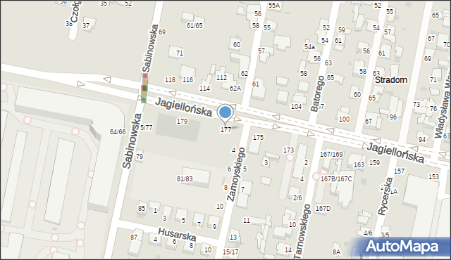 Częstochowa, Jagiellońska, 177, mapa Częstochowy