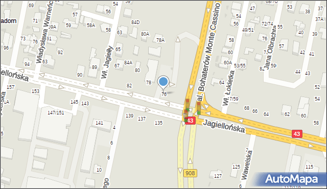 Częstochowa, Jagiellońska, 76, mapa Częstochowy